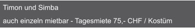 Timon und Simba  auch einzeln mietbar - Tagesmiete 75,- CHF / Kostüm