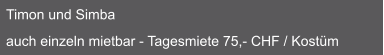 Timon und Simba  auch einzeln mietbar - Tagesmiete 75,- CHF / Kostüm